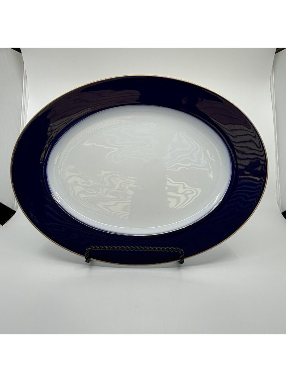 Rosenthal Classic Rose Cobalt Blue Gold Trim 14.75" Oval Serving Platter Germany